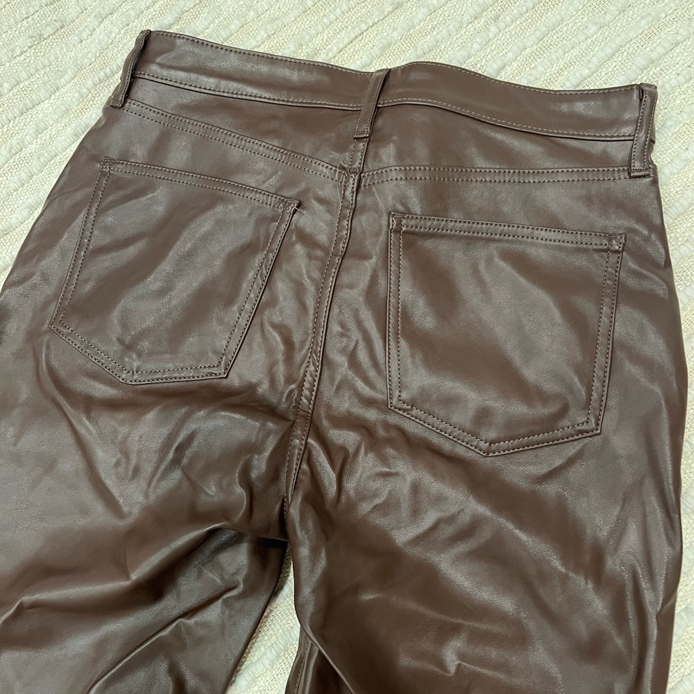 Gap Vintage Slim High Rise Brown Faux Leather Pants 10 Short/30 - Picture 4 of 8